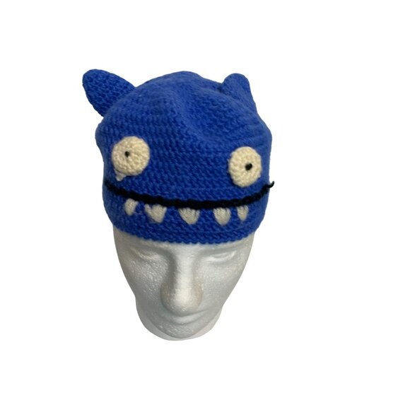 Ugly Doll Kid Size 2T 4T Crocheted Hat Cap Blue Monster Face - Picture 1 of 6